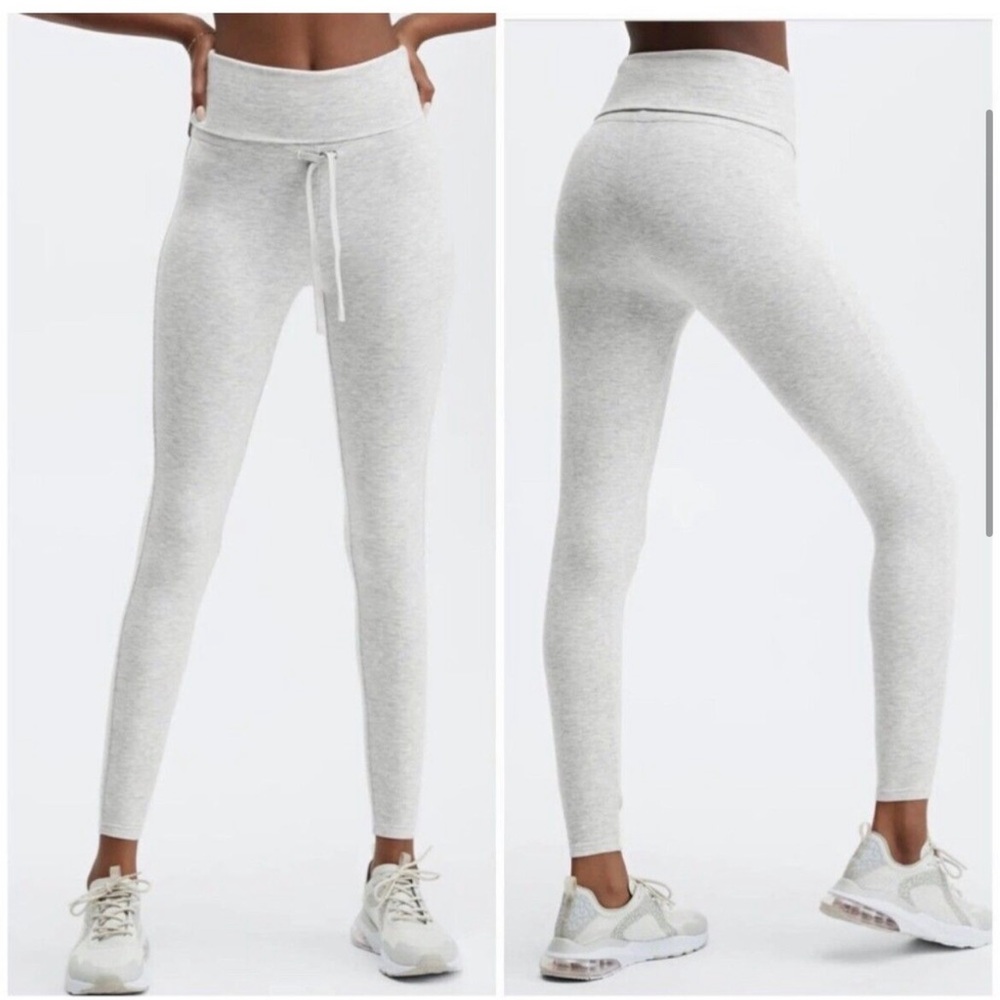 Fabletics Leggings Womens Medium Light Gray Luxe Drawstring Pull On